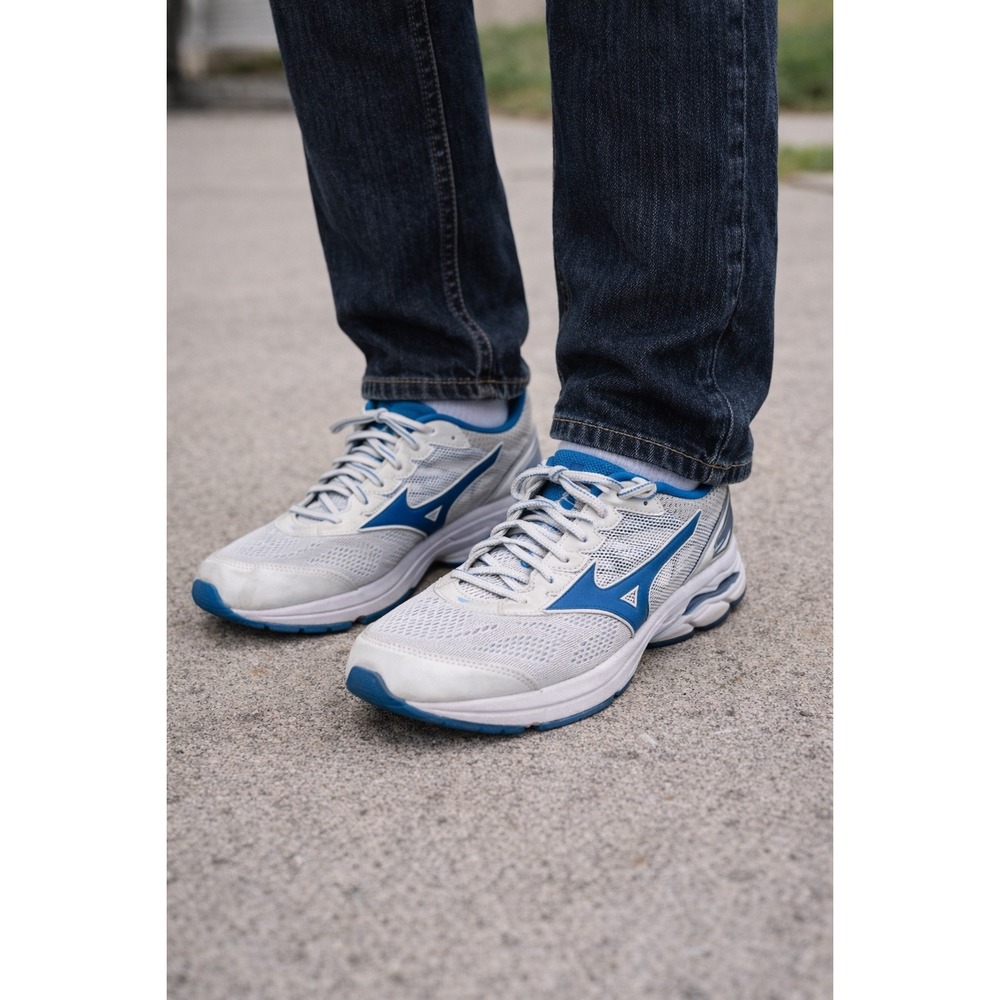 Mizuno Wave Rider 17‎ Men's Running Shoes White Blue Athletic Sneakers Size 10.5